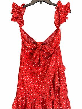 SHEIN Red‎ Floral Ruffle Midi Dress